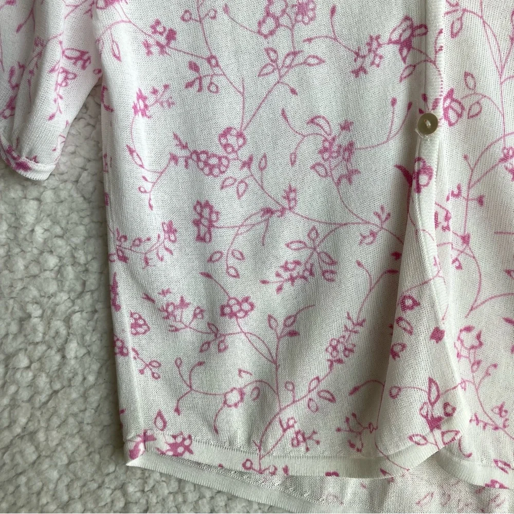 NWT Zara Women's puff short sleeve white floral open front cardigan, Sz L